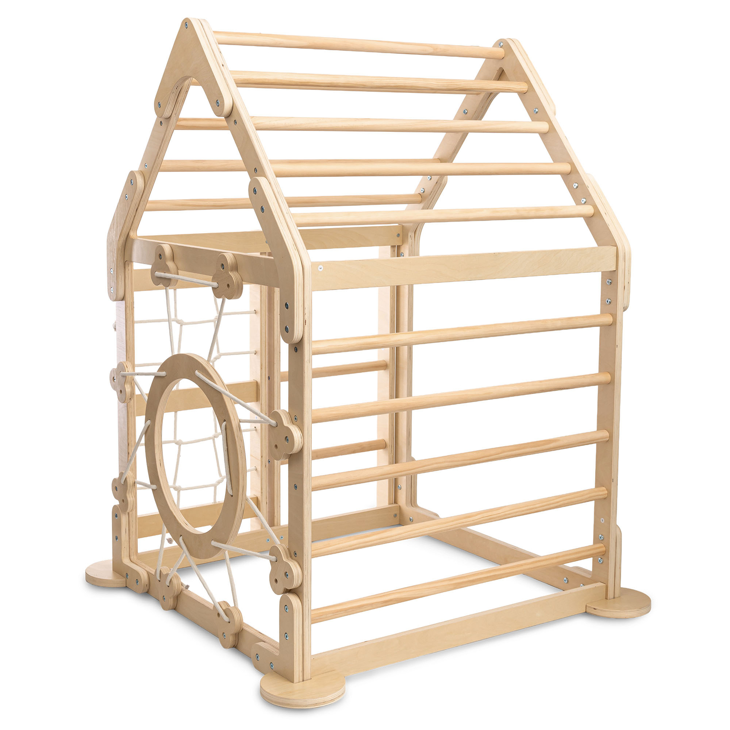 Puidust sisemänguväljak lastele - maja redelitega ja liumäega