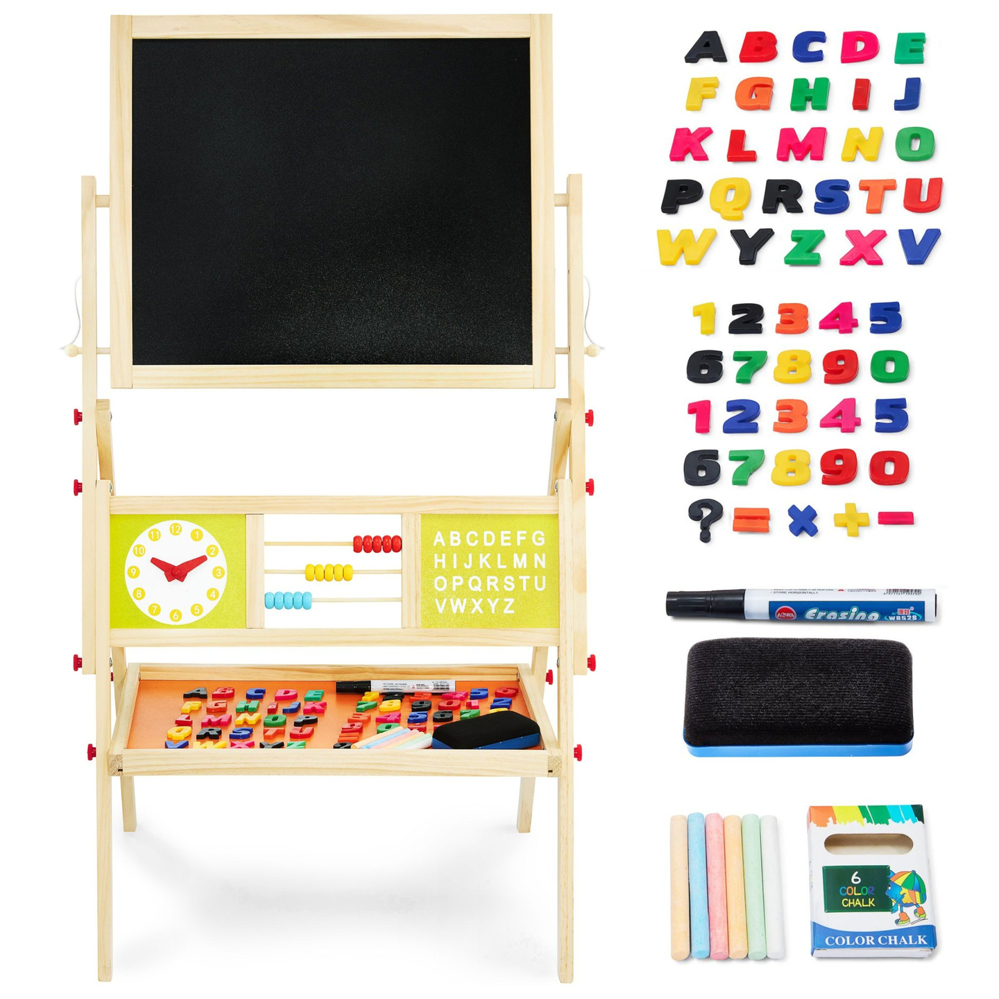 Suur kahepoolne hariduslik tahvel: magnet- ja kriiditahvel - kuivalt kustutatav tahvel, puidust