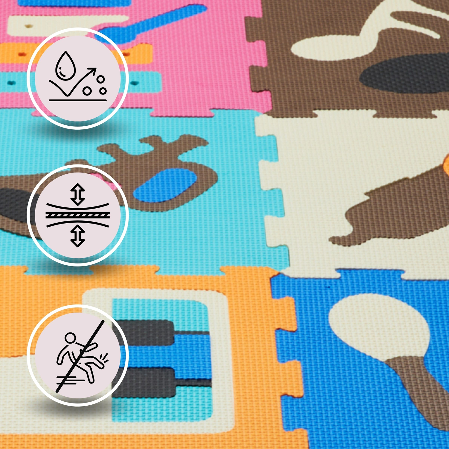 Haridusotstarbeline vahtplastimatt 90 x 90 x 1cm - EVA vahtpolüstri - kujundus: vahendid