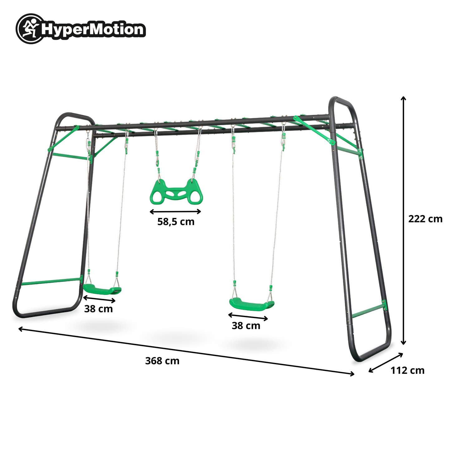 XXL terasest aiakiik - 2 istekohta, redel, võimlemistrapetsi