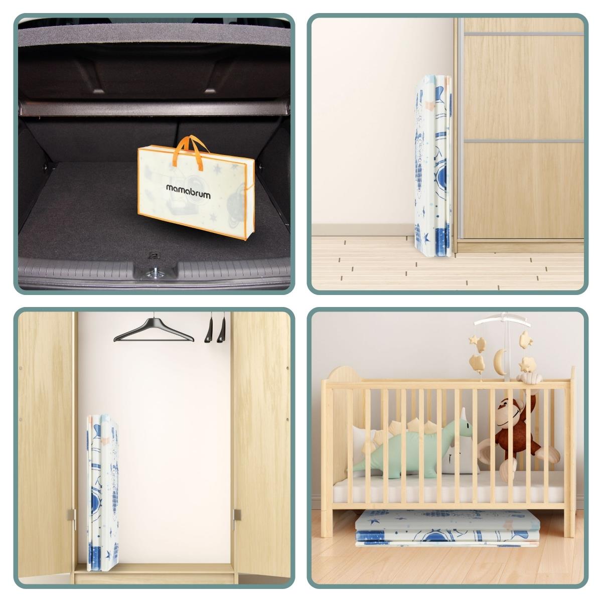 Kahepoolne kokkupandav vahtplastist matt 180 x 120 x 1cm - Kosmos/geomeetrilised kolmnurgad