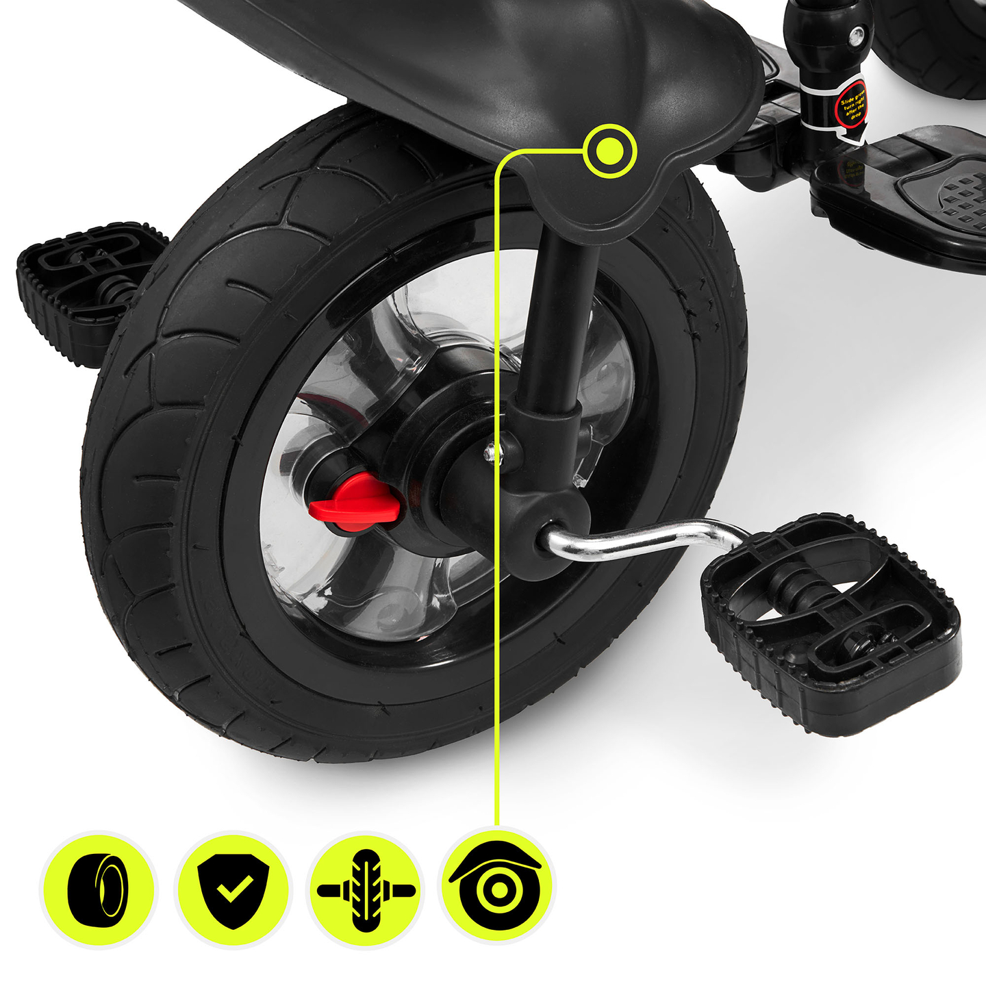 Kolmerattaline jalgratas lastele 1-4 aastat - TOBI FREY - hall värv - pöörlev - pumbatavad rattad + tõukeratas