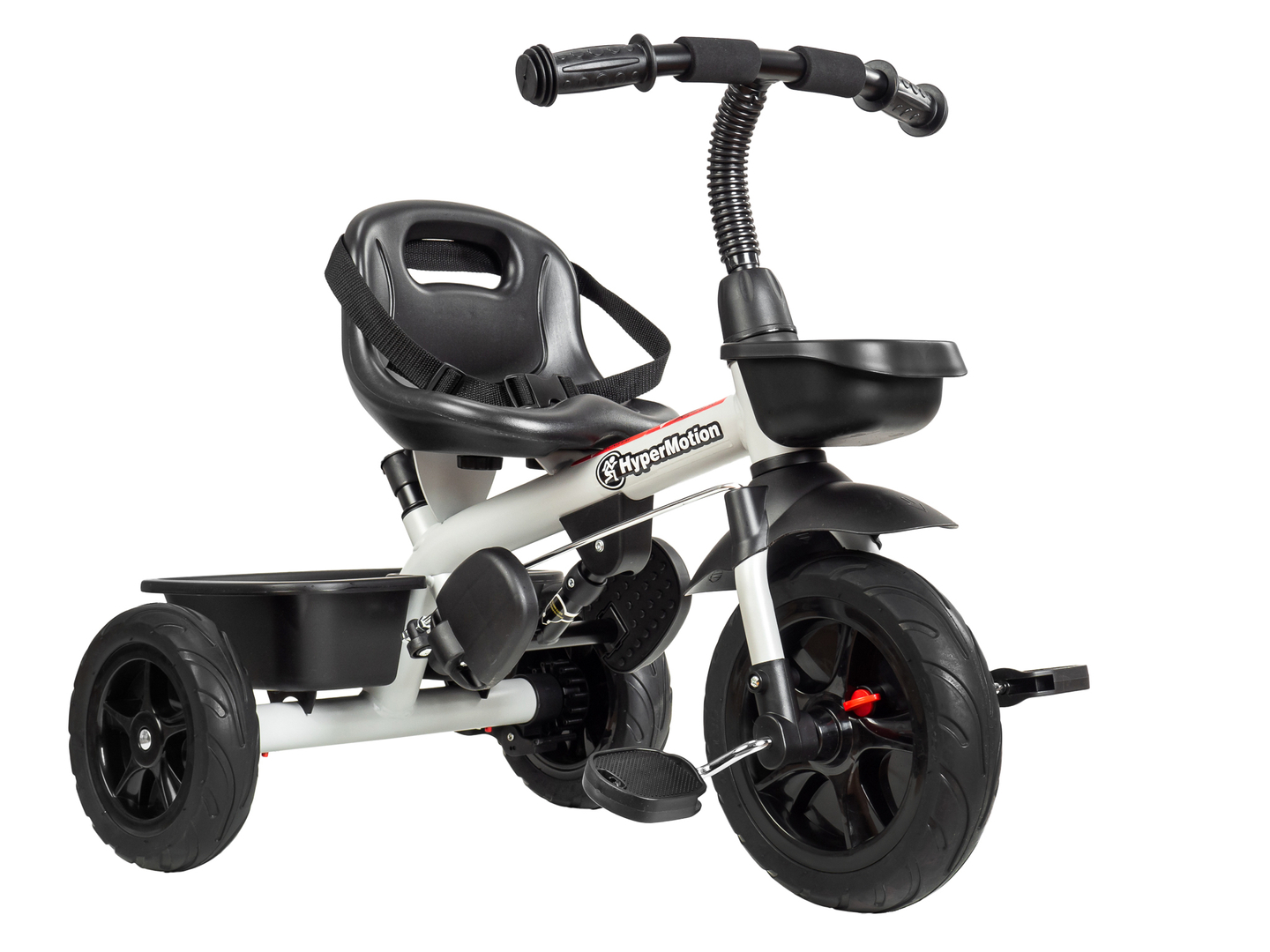 HyperMotion TOBI VECTOR kolmerattaline jalgratas - igavesed täispuhutavad rattad + tõukeratas. Värv: helehall.