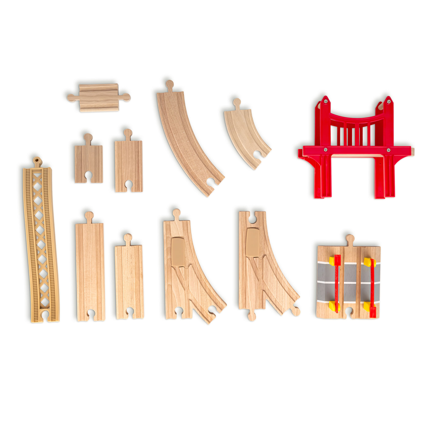 Puidust linnaraudtee elektrirongiga - liikuv kraana, laev, sillad