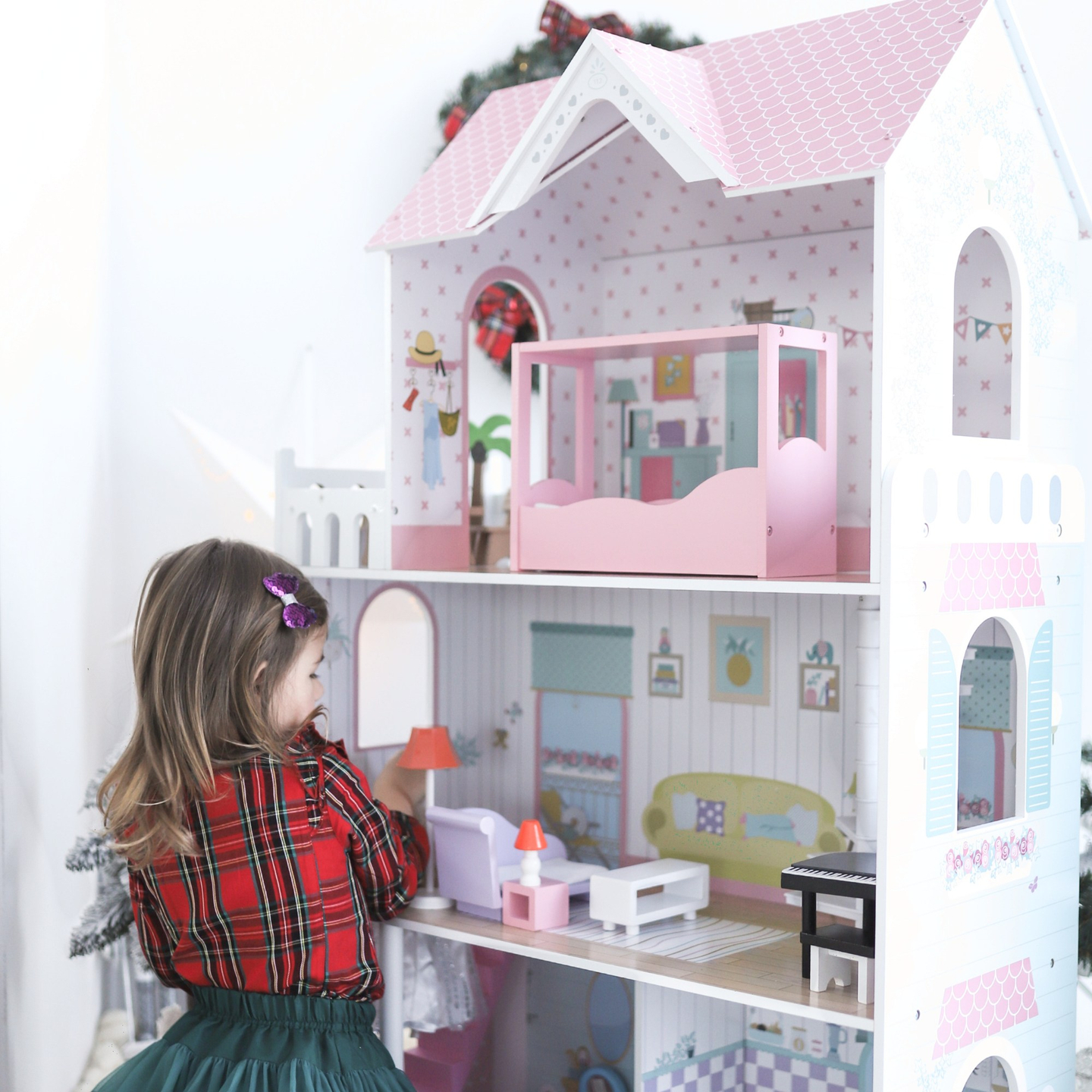 XXL Suurim puidust nukumaja - 123 cm - LED valgustatud - terrass, tarvikud, aed