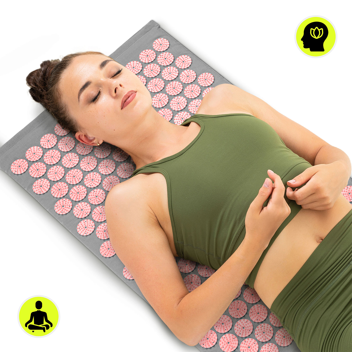 Akupressuurmatt padja ja kattega - 72 cm HyperMotion hall ja roosa