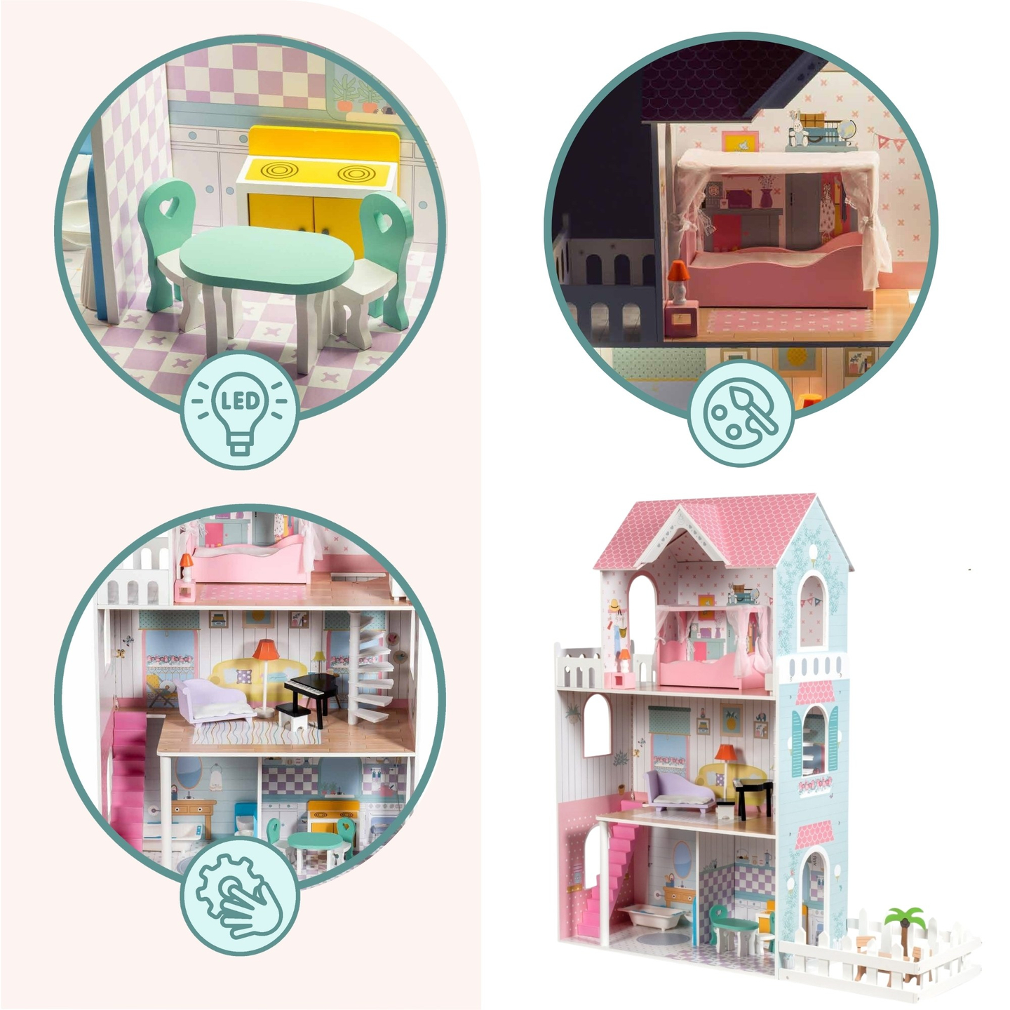 XXL Suurim puidust nukumaja - 123 cm - LED valgustatud - terrass, tarvikud, aed