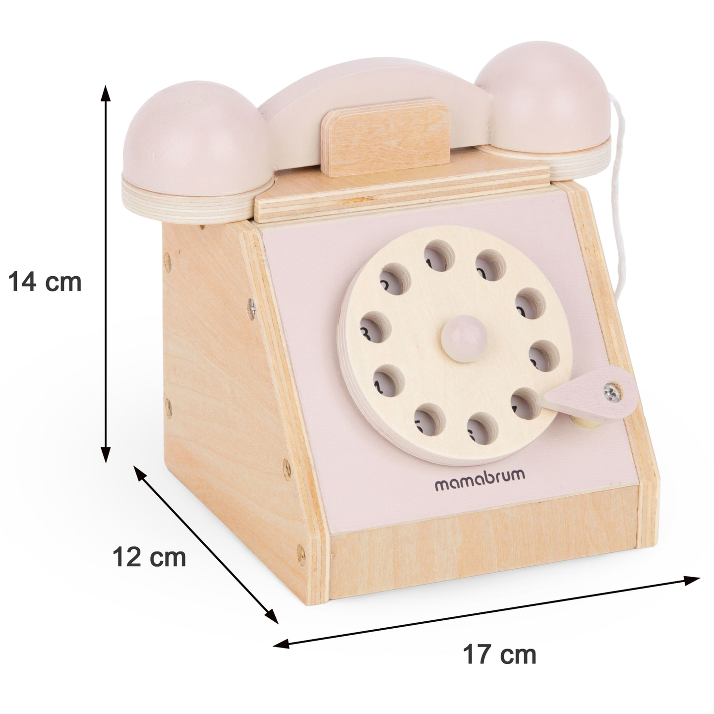 Retro puidust telefon - pastellroosa