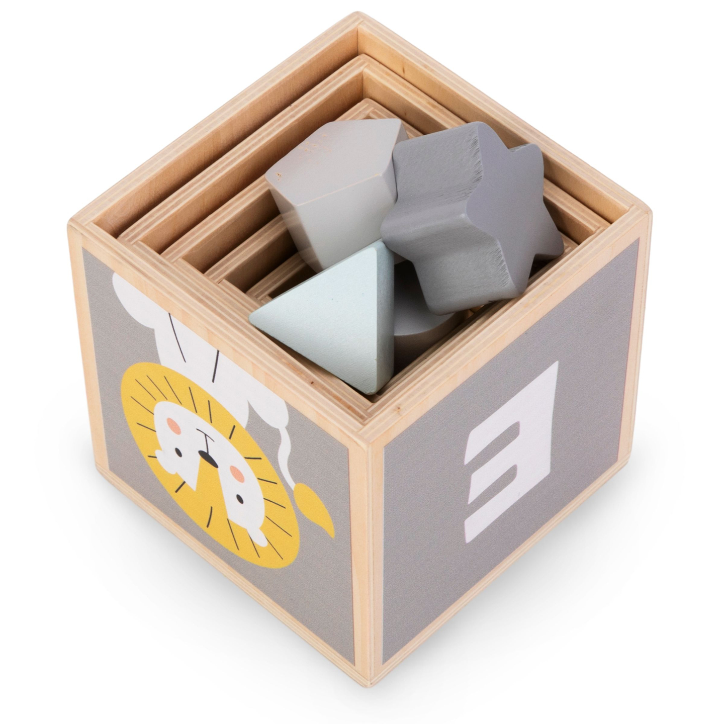 Puidust torn - kuju sorteerija numbrid tähestik loomad