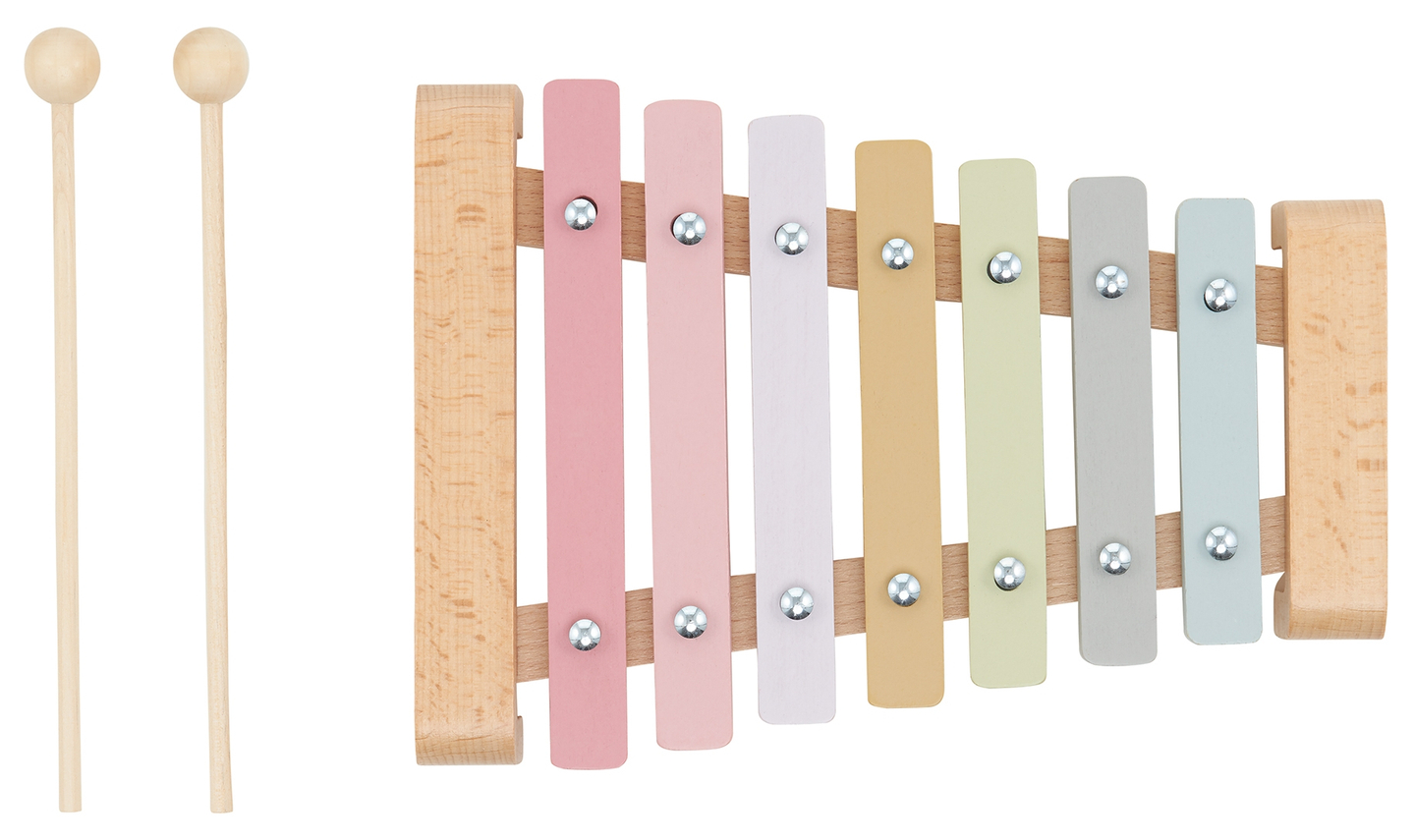 Puidust taldrikud - ksülofon lastele, vikerkaarevärvid