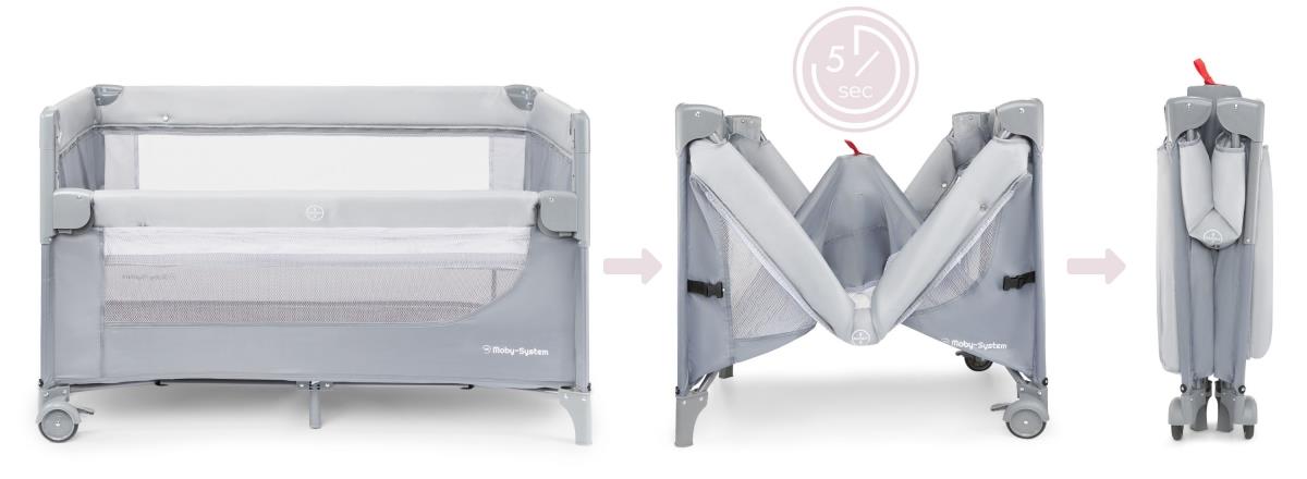 Tihedalt 3-in-1 kandevoodi koos muutmislaua, madratsi ja kandekotiga