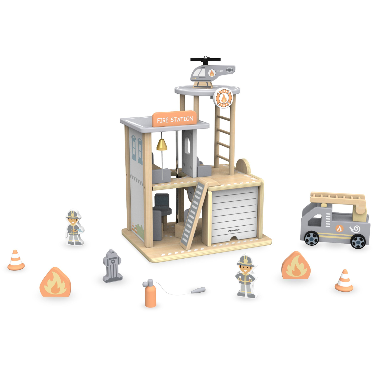 Puidust tuletõrjejaam koos tarvikutega, tuletõrjeüksus