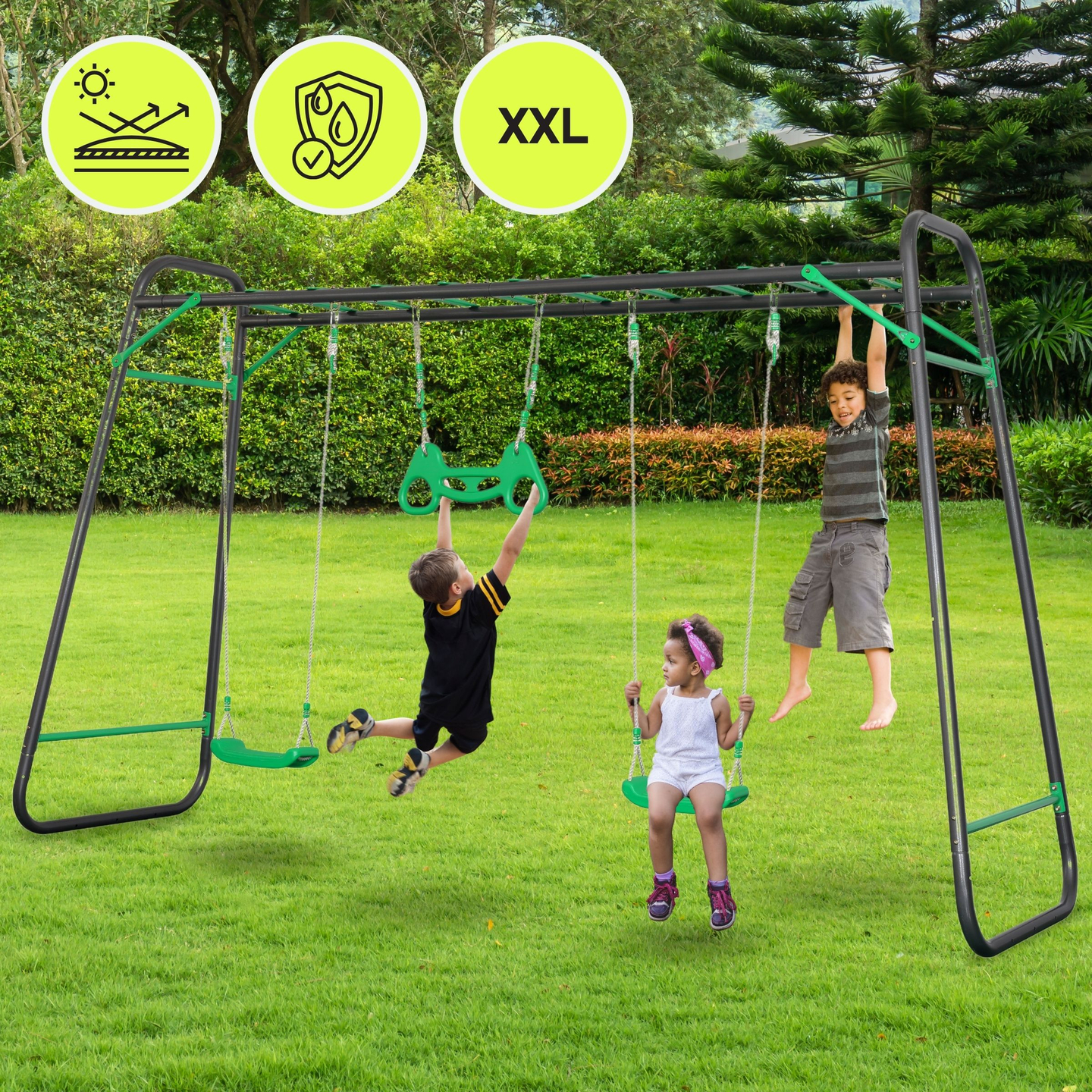 XXL terasest aiakiik - 2 istekohta, redel, võimlemistrapetsi