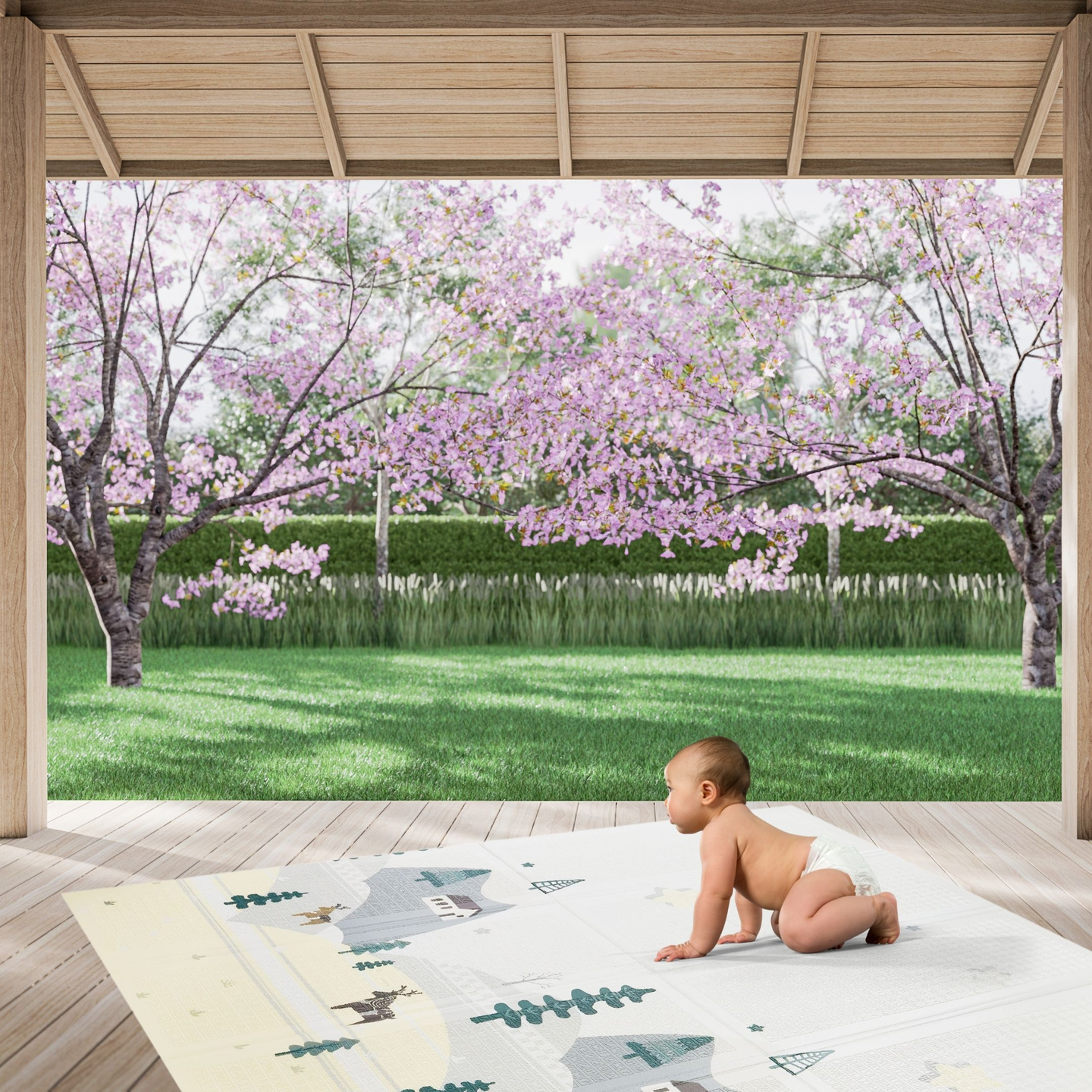 Kahepoolne vahtmatt XXL - kokkupandav 1 CM (mägede ja maantee)