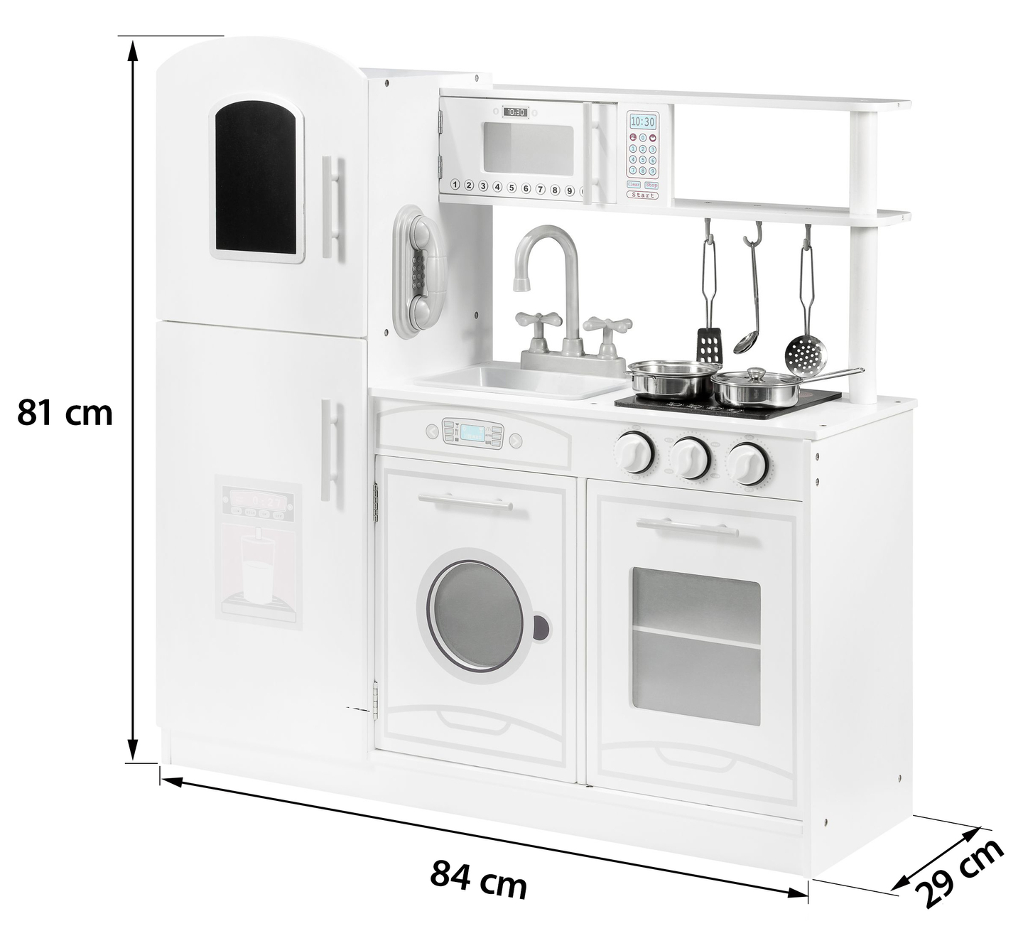 Suured puidust valged köögitarvikud ja esiliin