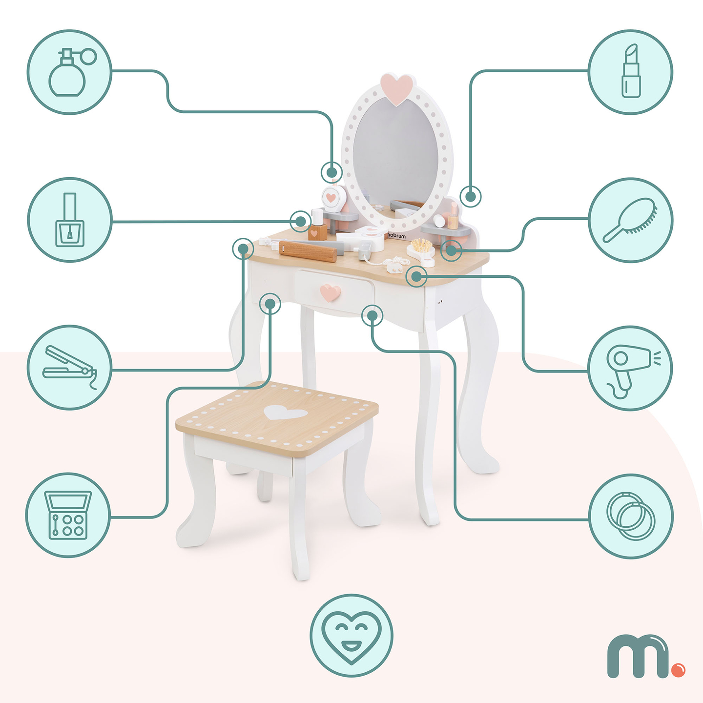 Puidust garderoobilaud koos tugitooli ja tarvikutega