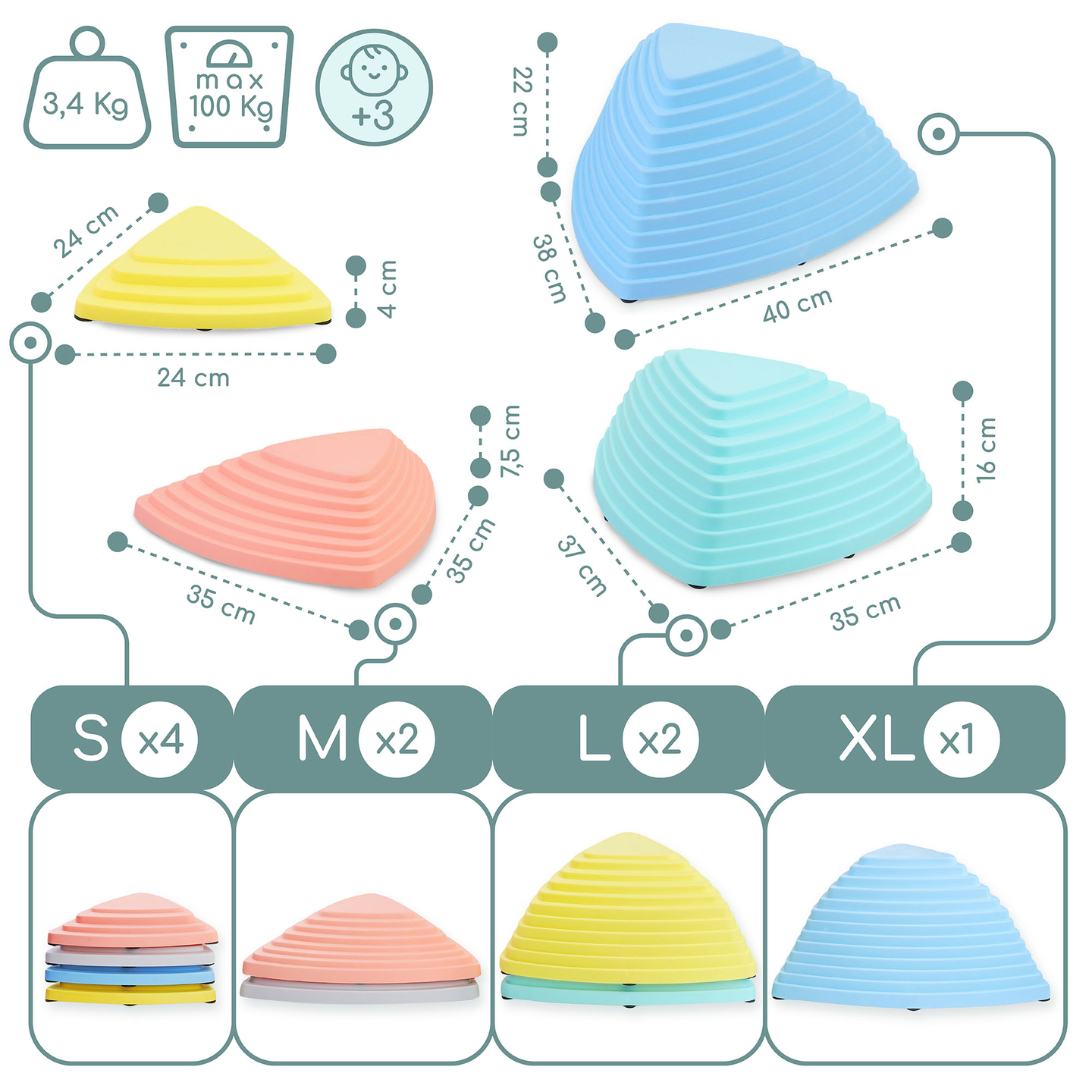 Värvilised tasakaalustuskivid - 9 tükki