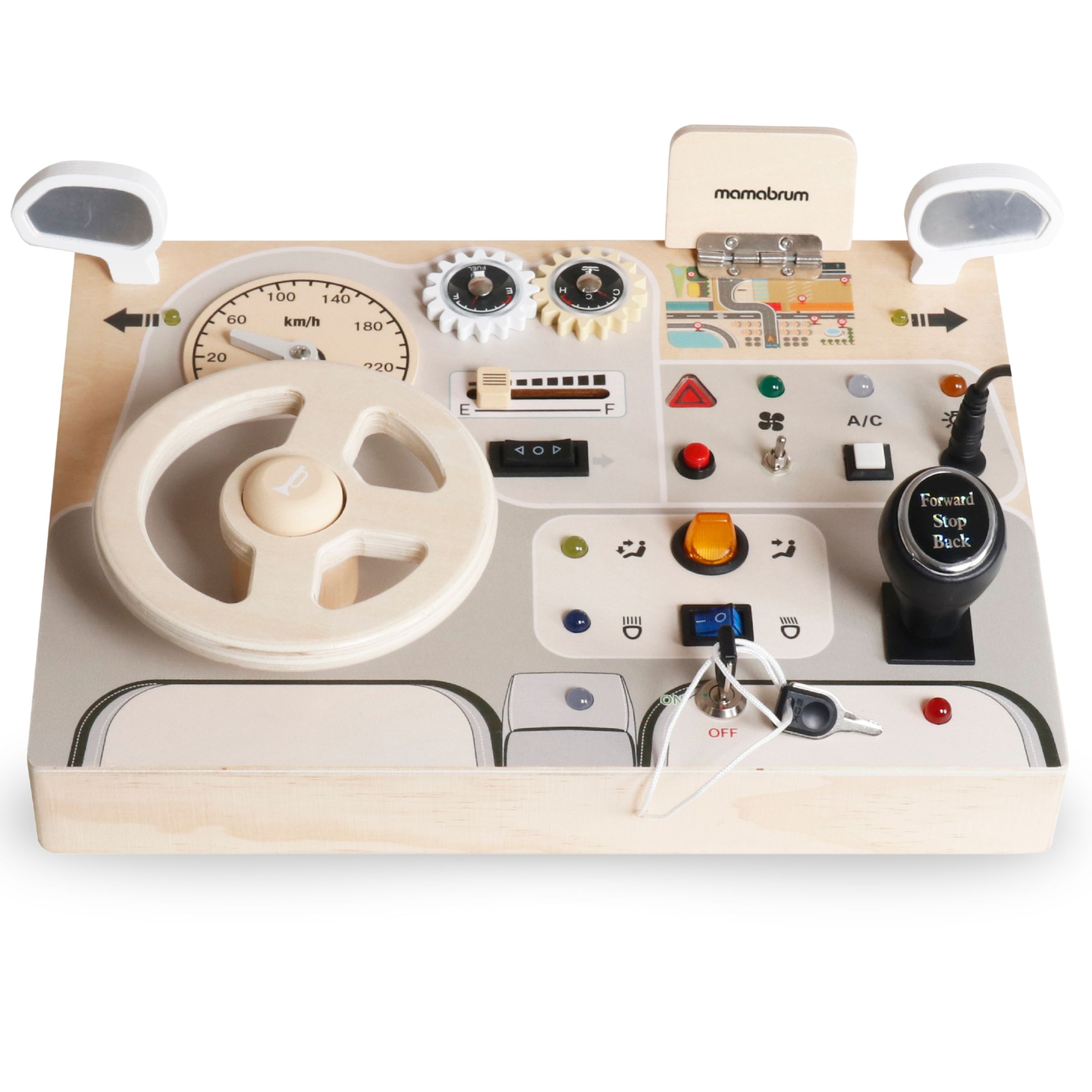 Montessori puidust mängulaud väikelastele - auto armatuurlaud
