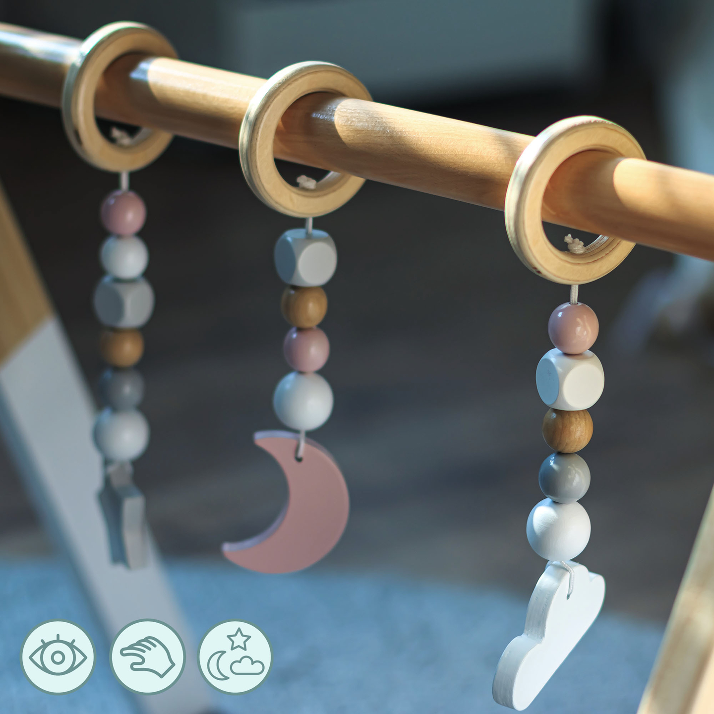 Baby Gym puidust hariv statiiv - valge värvus