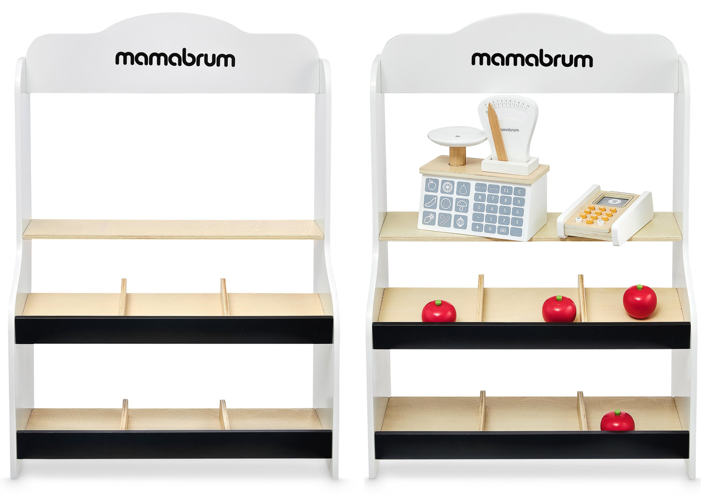 Miniturg - kauplus koos kaalude, terminali, maksekaardi ja puuviljadega