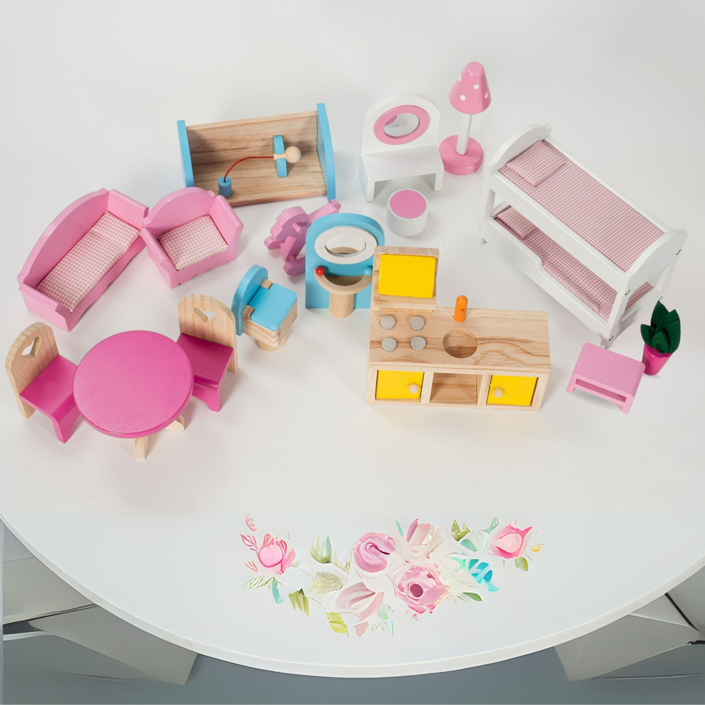 Suur puidust 3-korruseline nukumaja koos terrassi, mööblikomplekti ja LED-valgustusega!