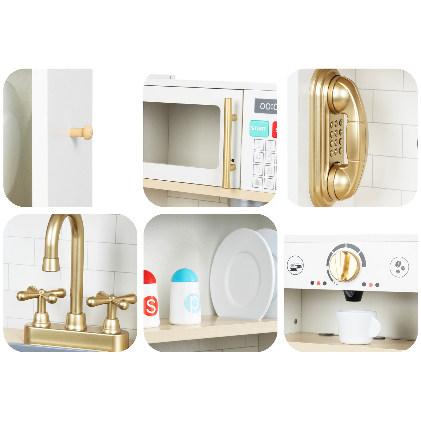 Interaktiivne XXL puidust köök koos tarvikute ja LED valgustusega - kahetasandiline