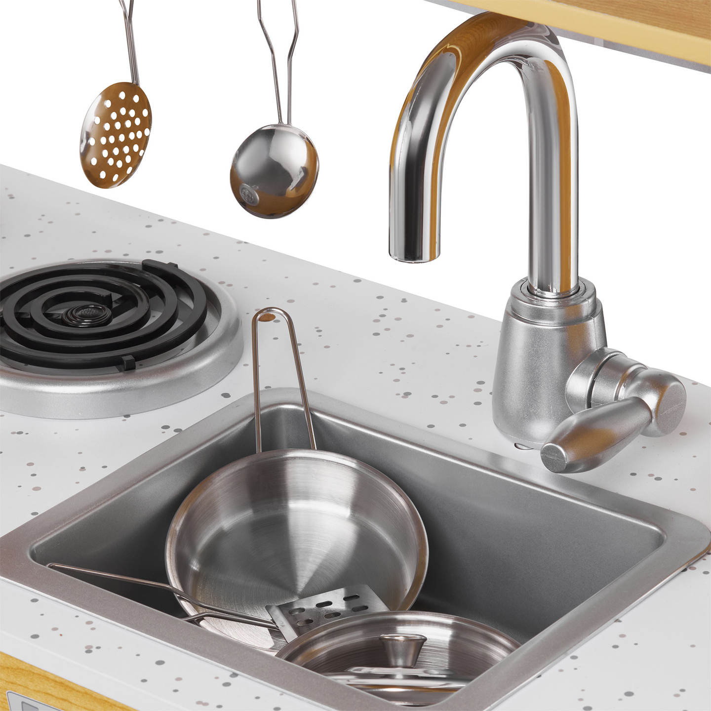 XXL puidust köök koos LED-valgustuse, esiplaadi ja tarvikutega