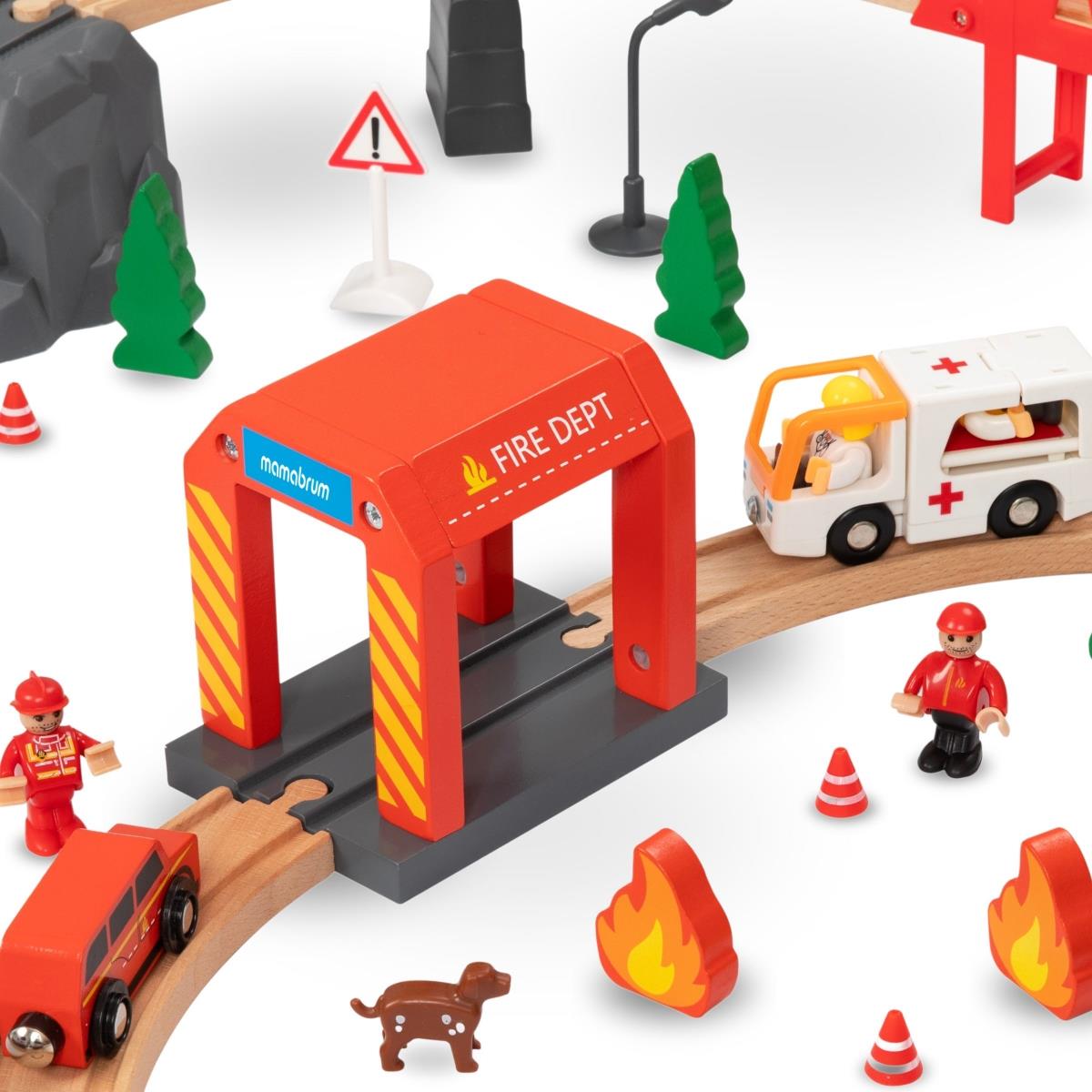 Puidust rong, akuga rong - Tuletõrje, rööpad, autod, sillad, tõkkepuu