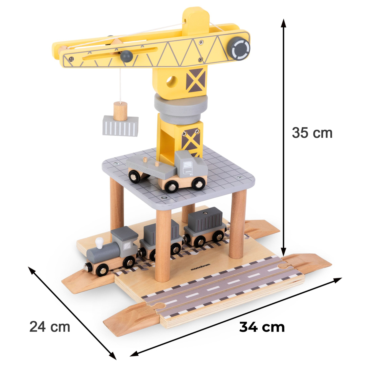 Mobiilne sadamakraana magnetvintsi ja tarvikutega - puidust komplekt