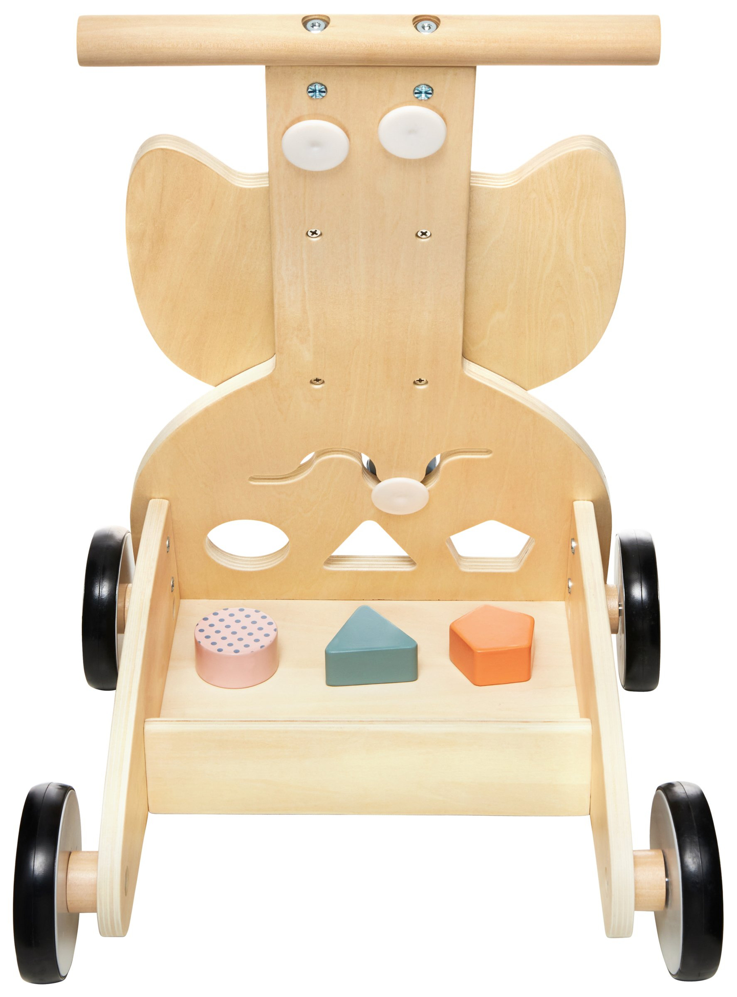 Puidust multifunktsionaalne jalutuskäru - tõuker - klotsidega lapsevanker - Owl