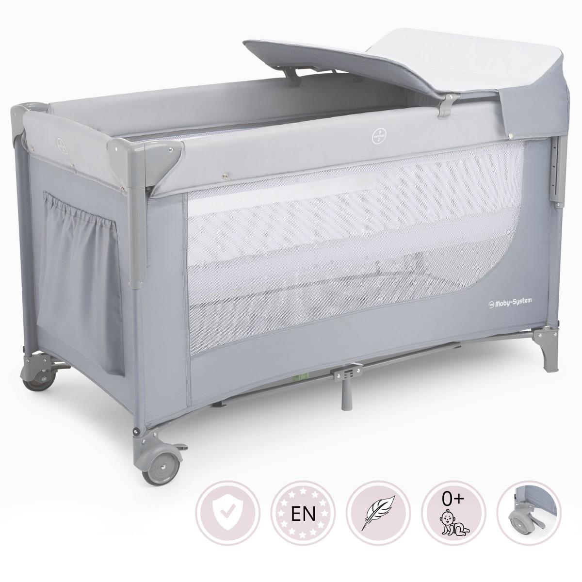 Tihedalt 3-in-1 kandevoodi koos muutmislaua, madratsi ja kandekotiga