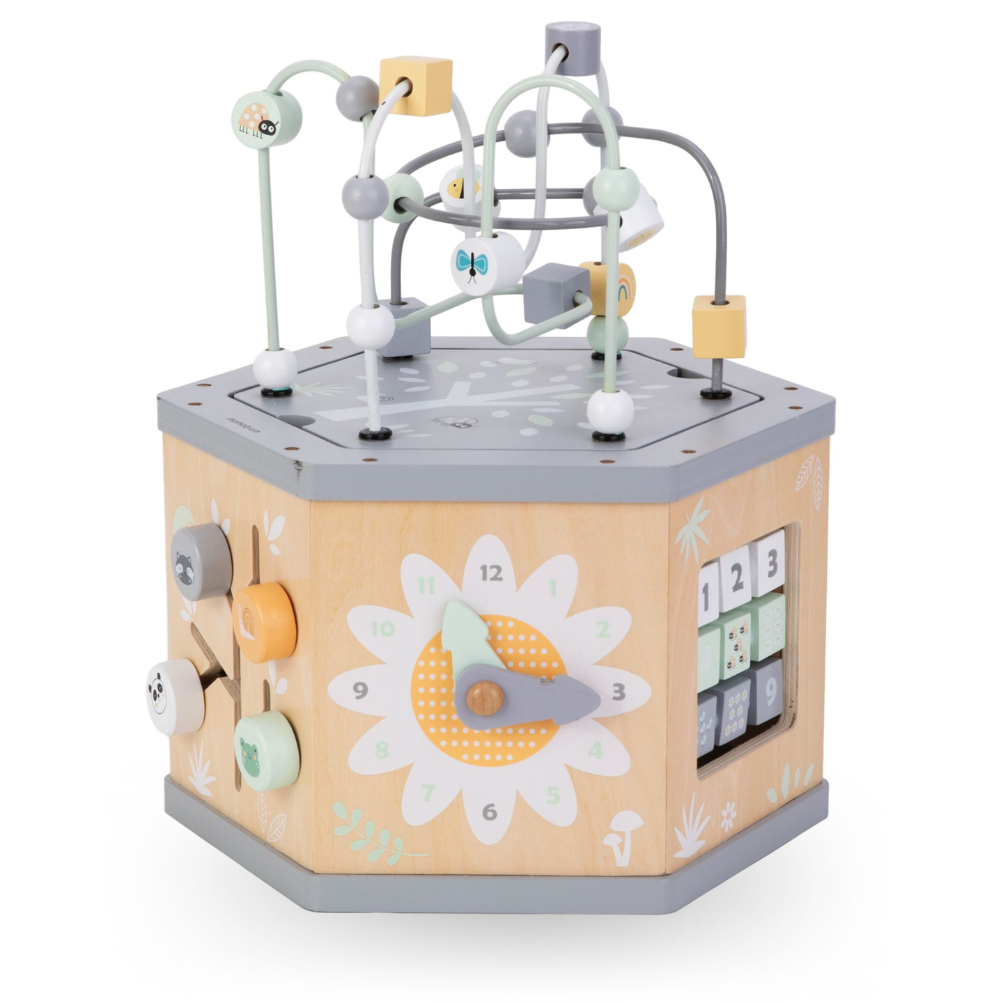 Interaktiivne 7-in-1 puidust hariduslik kuubik - motoriline ring