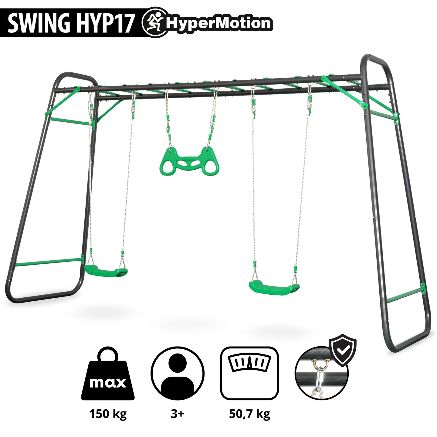 XXL terasest aiakiik - 2 istekohta, redel, võimlemistrapetsi