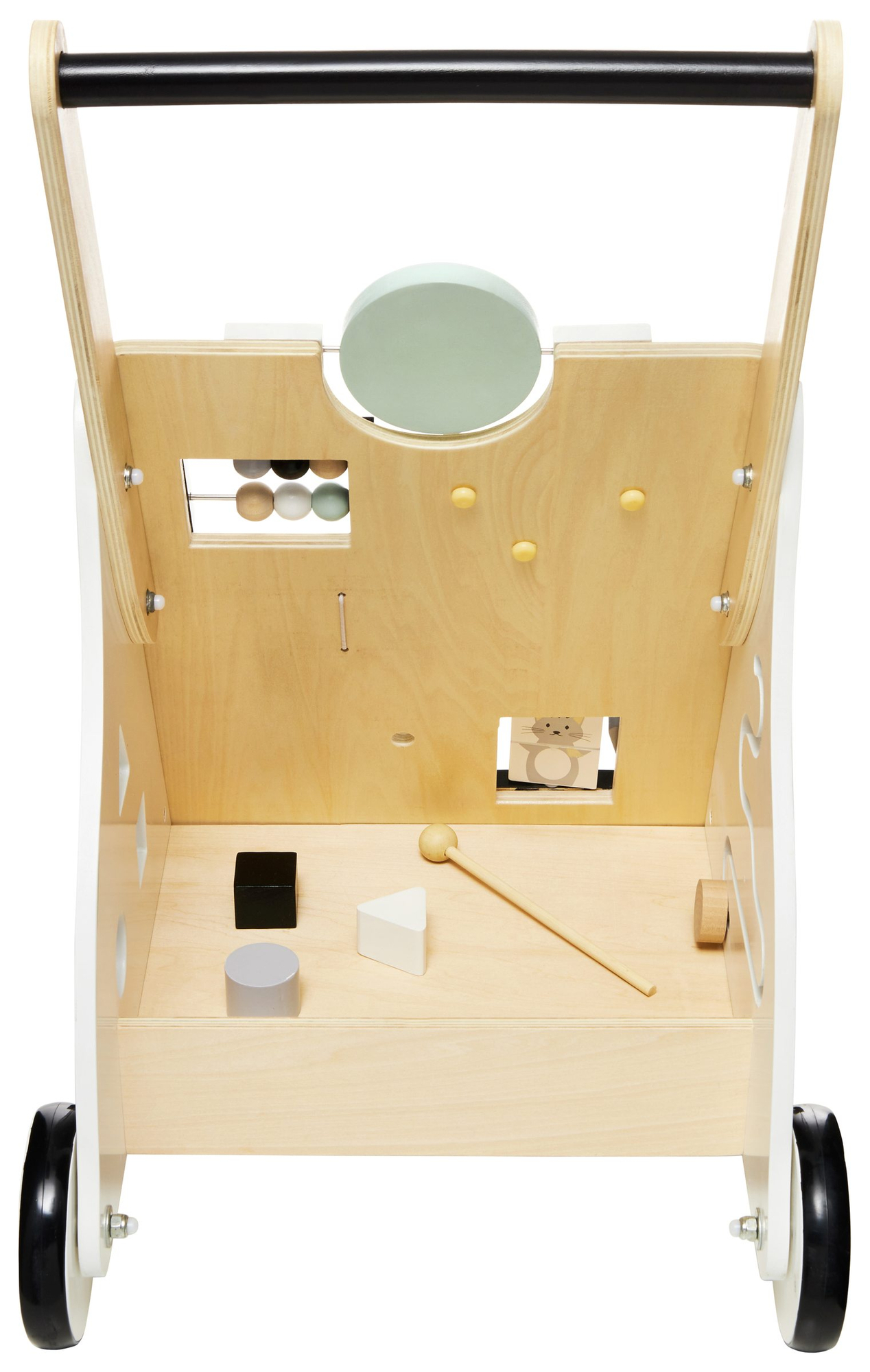 Puidust, õpetlik jalutuskäru / lapsevanker - manipulatiivne tahvel