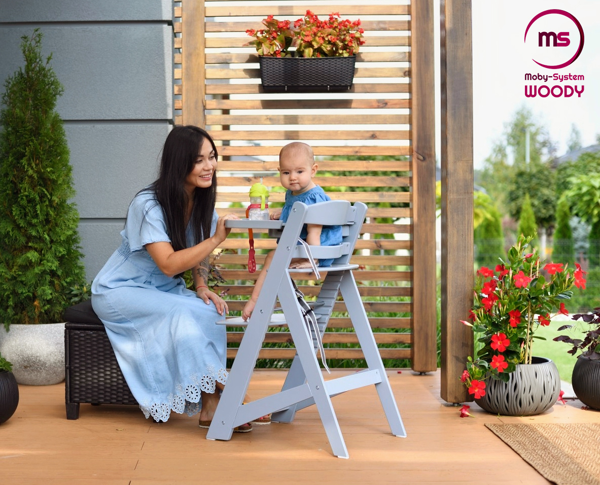 Puidust söötmistool Moby-System WOODY - halli värvi