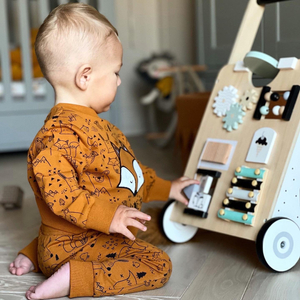 Puidust, õpetlik jalutuskäru / lapsevanker - manipulatiivne tahvel