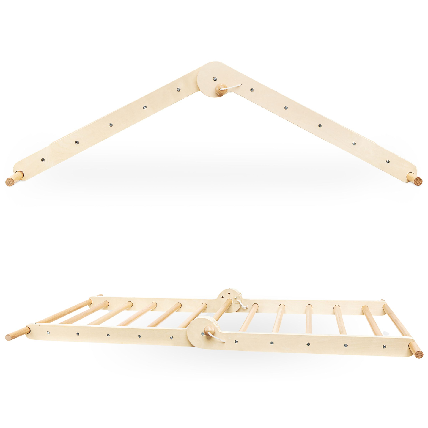 Puidust, omatehtud laste mänguväljak - redel + ronimissein + tasakaalupalk - Pikleri kolmnurk