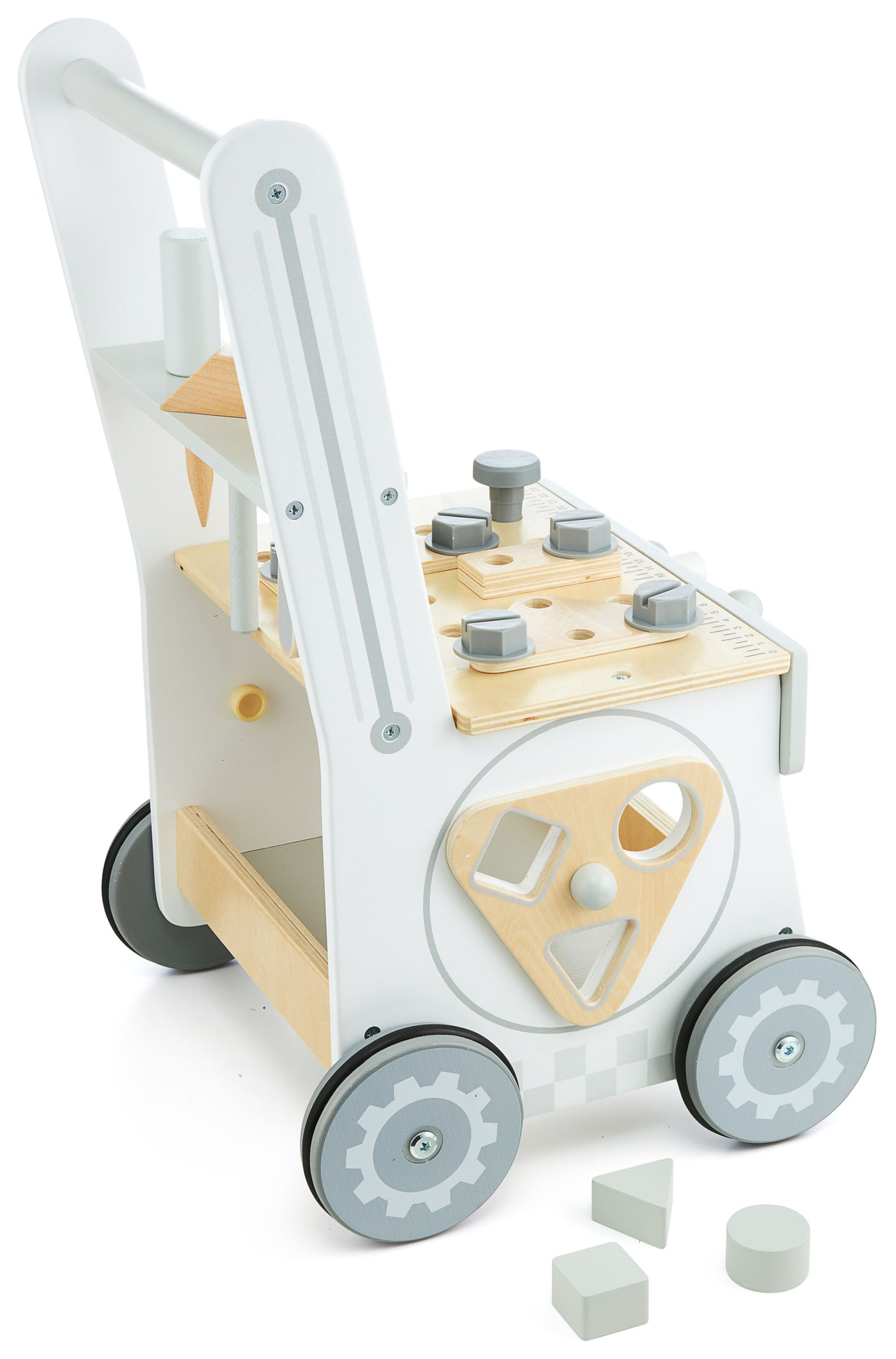 3-in-1 puust kõndija, tõukur + töökoda - 47 elementi