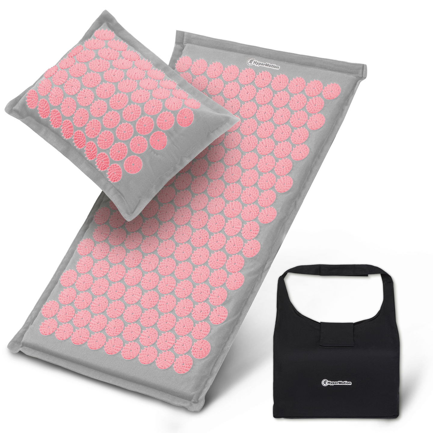 Öko-linane nõelravimatt kookoskiudude ja tatrapadjaga – 68 cm HyperMotion hall ja roosa