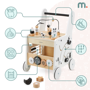 6in1 puidust lapsevanker, jalutuskäru koos õppetabeli funktsiooniga