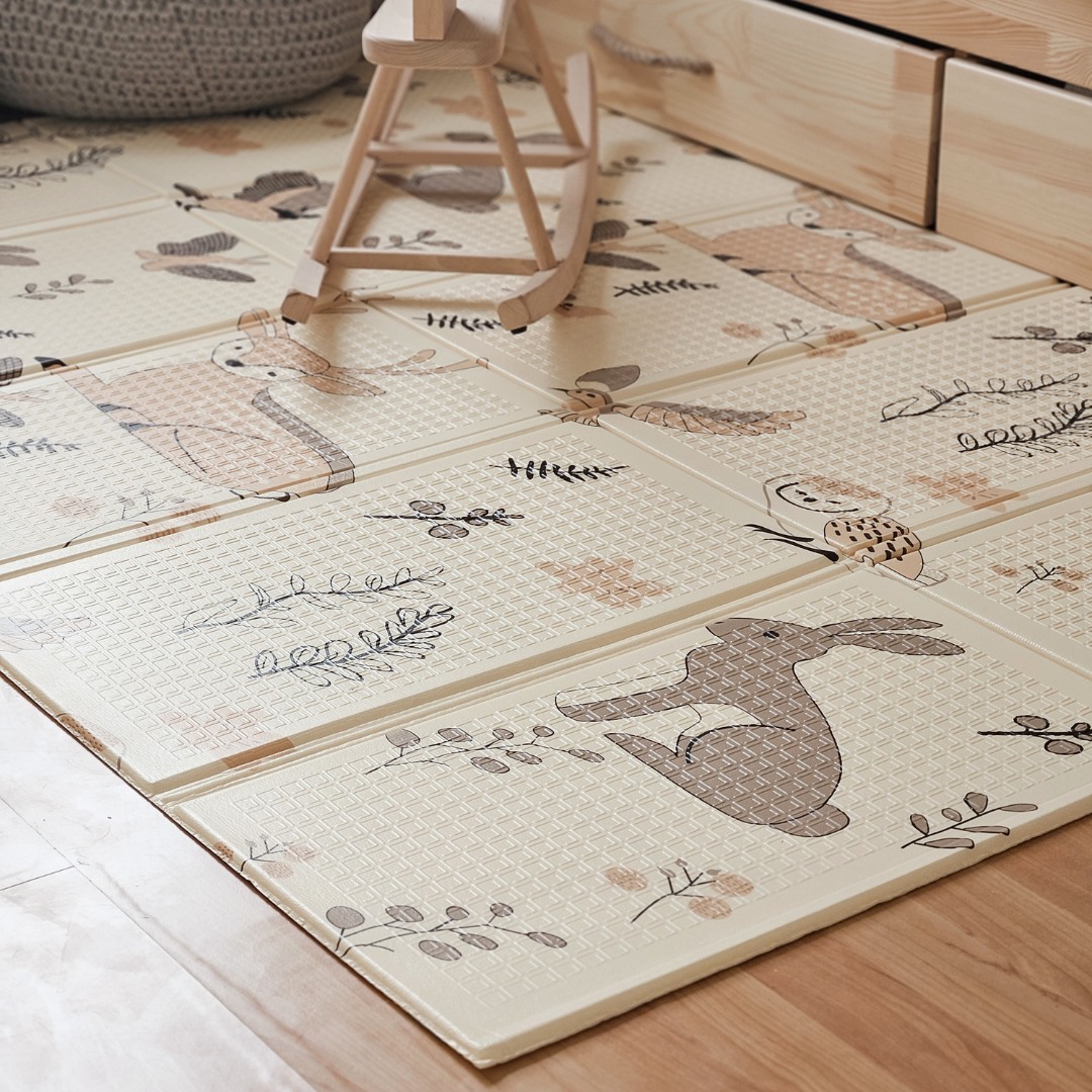 Kahepoolne kokkupandav vahtmatt 180 x 120 x 1 cm - Magic Forest/Autumn Streets - boho