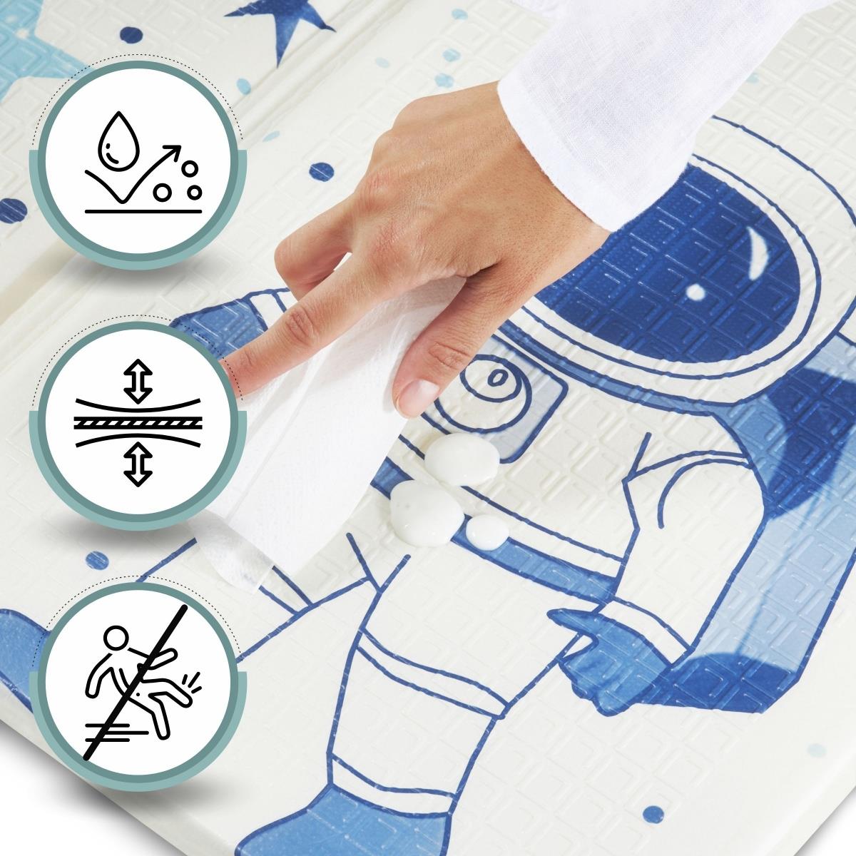 Kahepoolne kokkupandav vahtplastist matt 180 x 120 x 1cm - Kosmos/geomeetrilised kolmnurgad