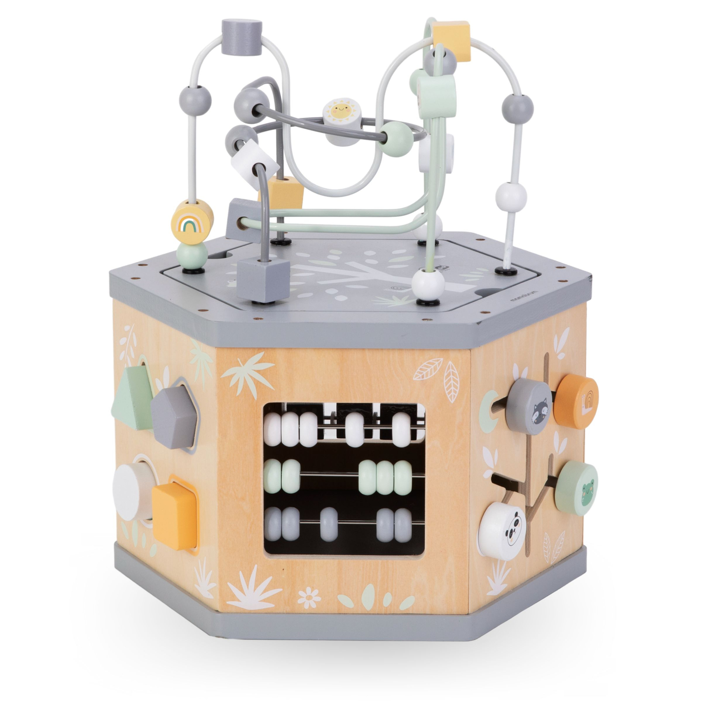 Interaktiivne 7-in-1 puidust hariduslik kuubik - motoriline ring