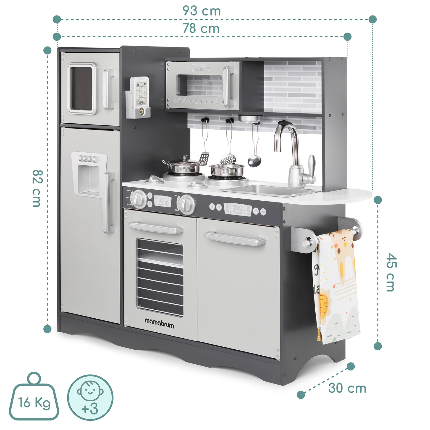 XXL puidust köök koos LED-valgustuse, esiplaadi ja tarvikutega