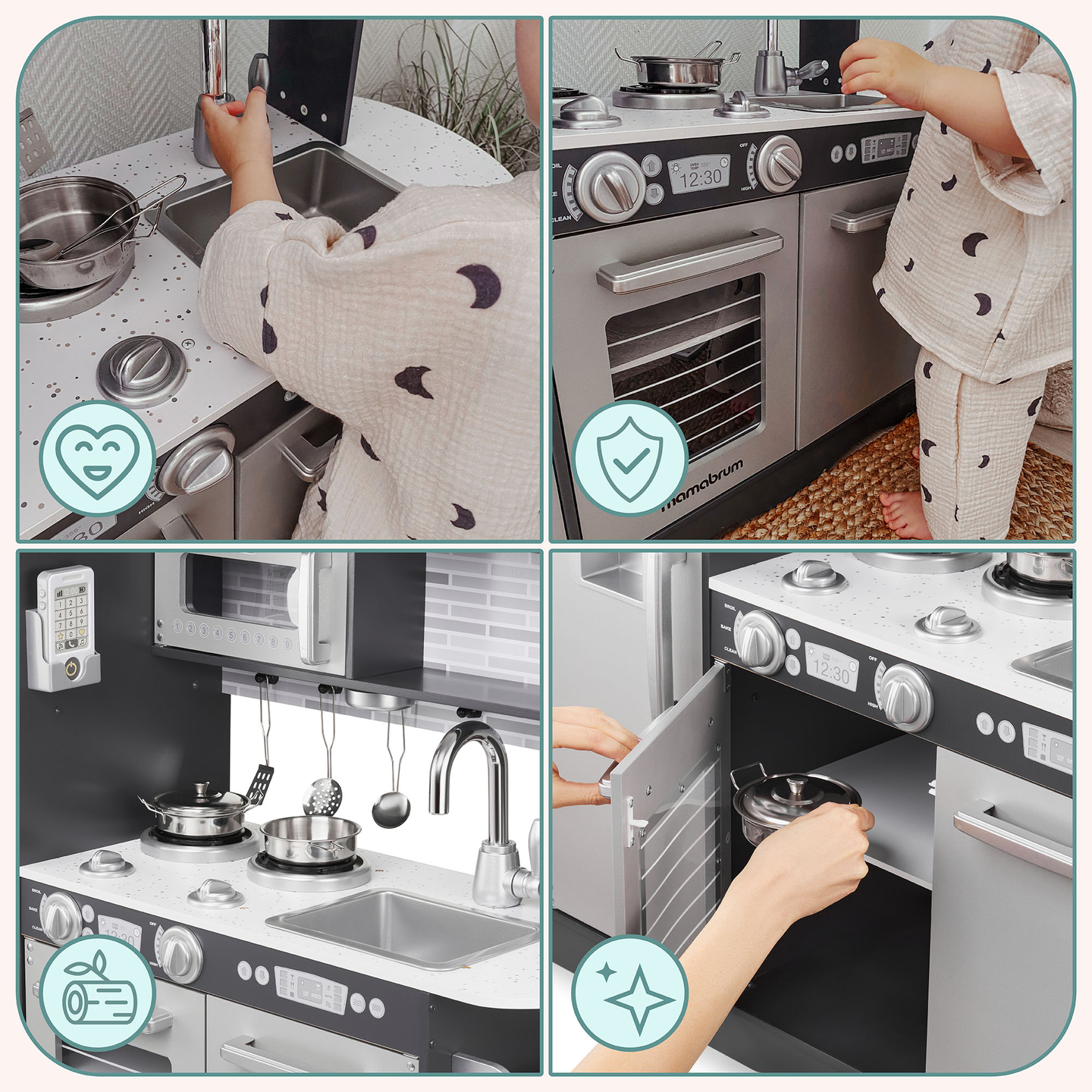 XXL puidust köök koos LED-valgustuse, esiplaadi ja tarvikutega