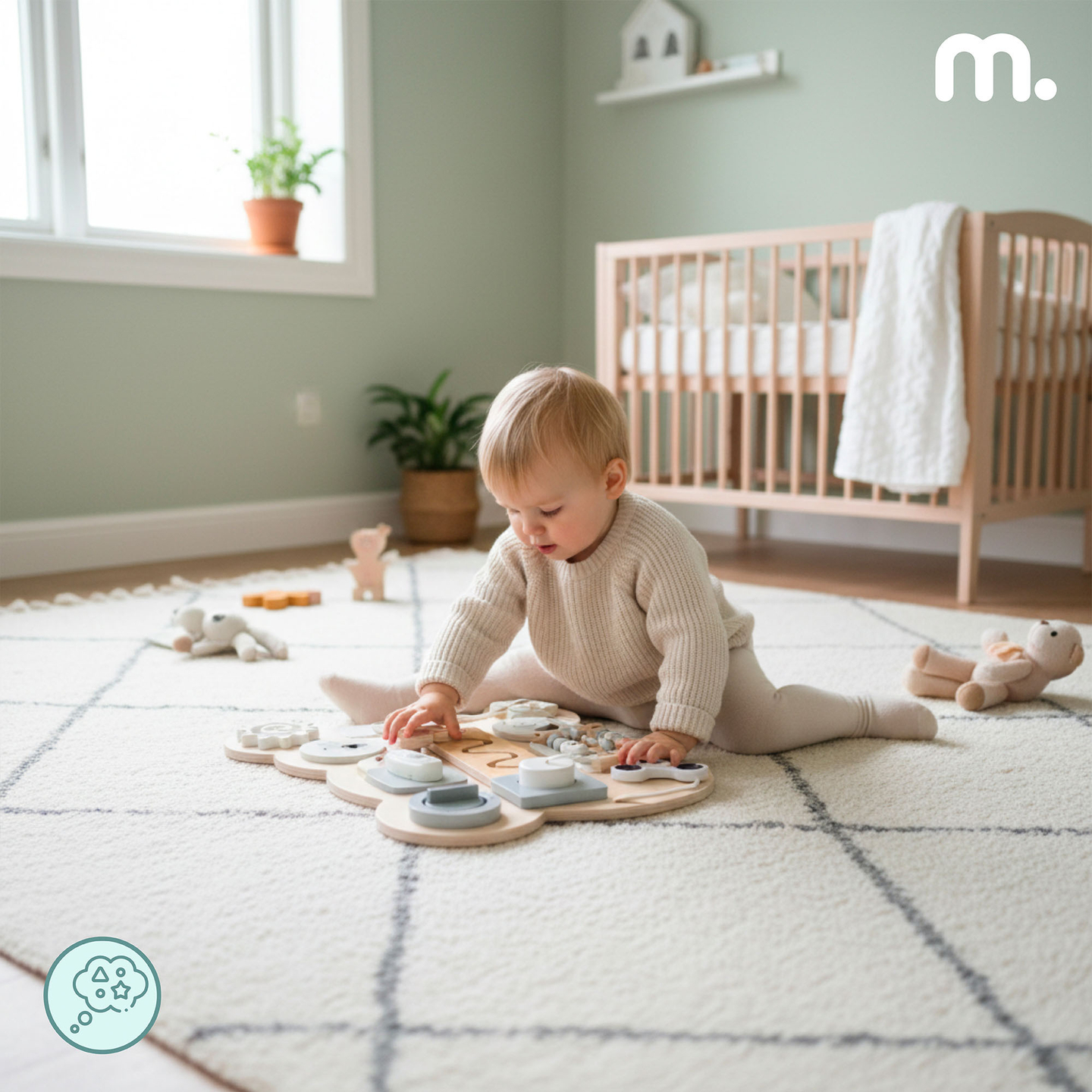 Puidust Montessori kaisukaru manipulatsioonilaud - sensoorne iseseisvuse õppimine: takjapael, pistik, labürint, klõpsatusnupp