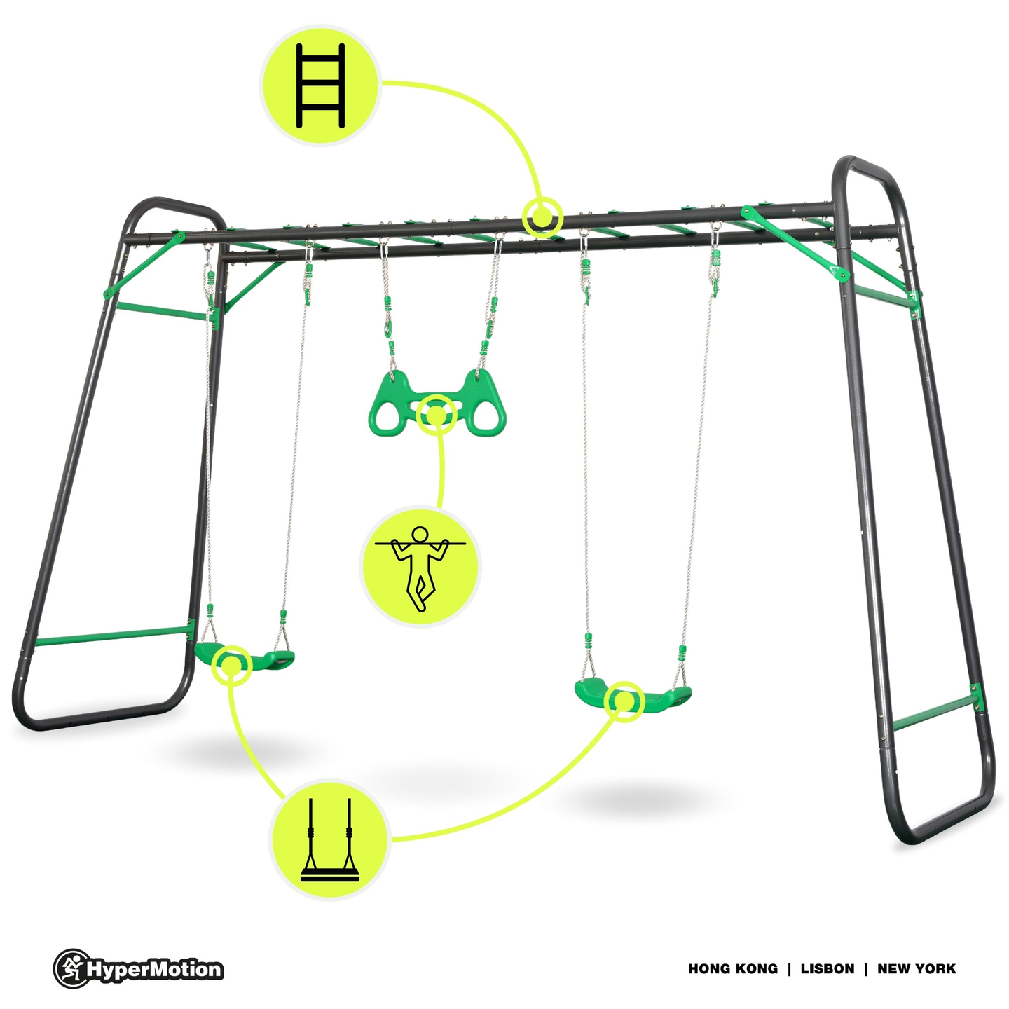 XXL terasest aiakiik - 2 istekohta, redel, võimlemistrapetsi