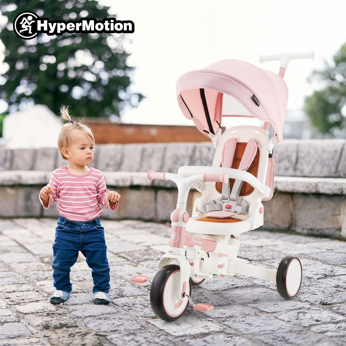 8in1 multifunktsionaalne kolmerattaline jalgratas TOBI FOREST - roosa