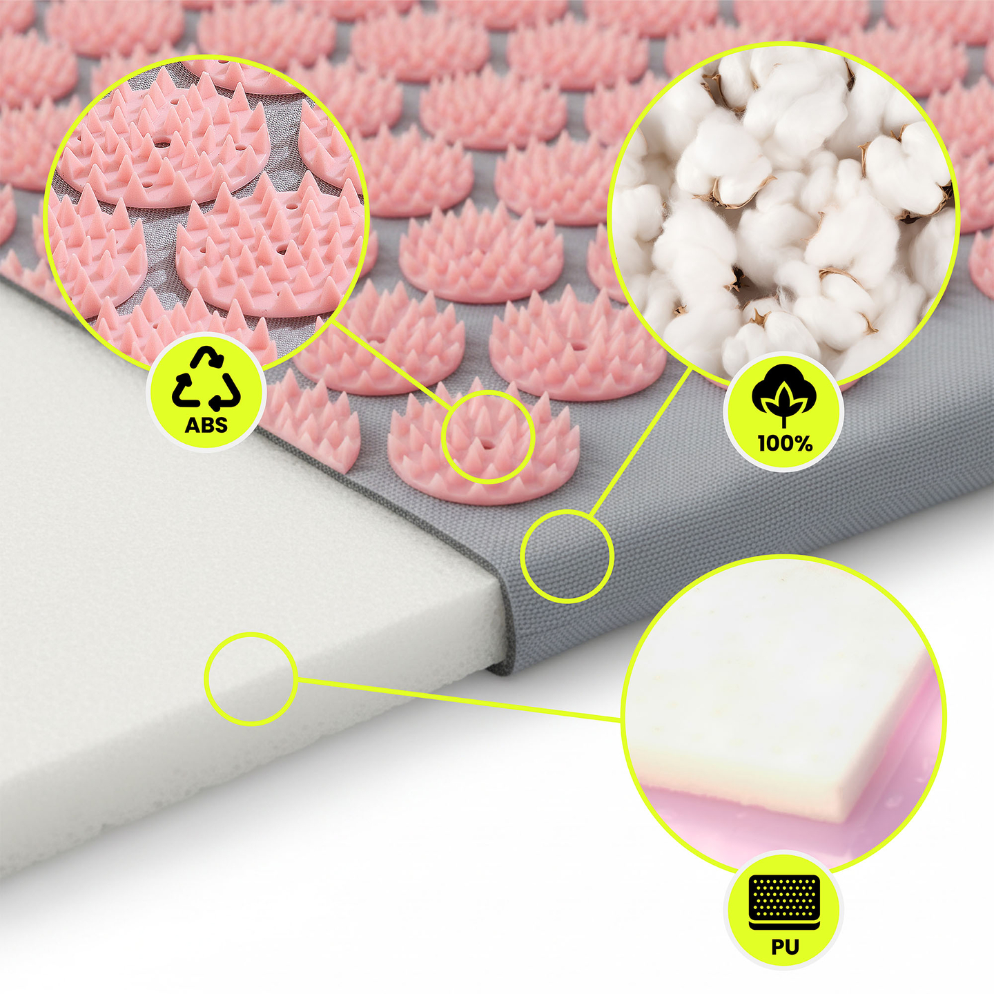 Akupressuurmatt padja ja kattega - 72 cm HyperMotion hall ja roosa