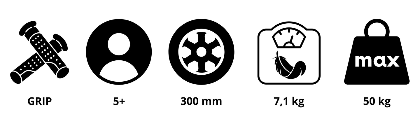 HyperMotion VIVA 12 roller (30cm pumbatavad rattad) - must